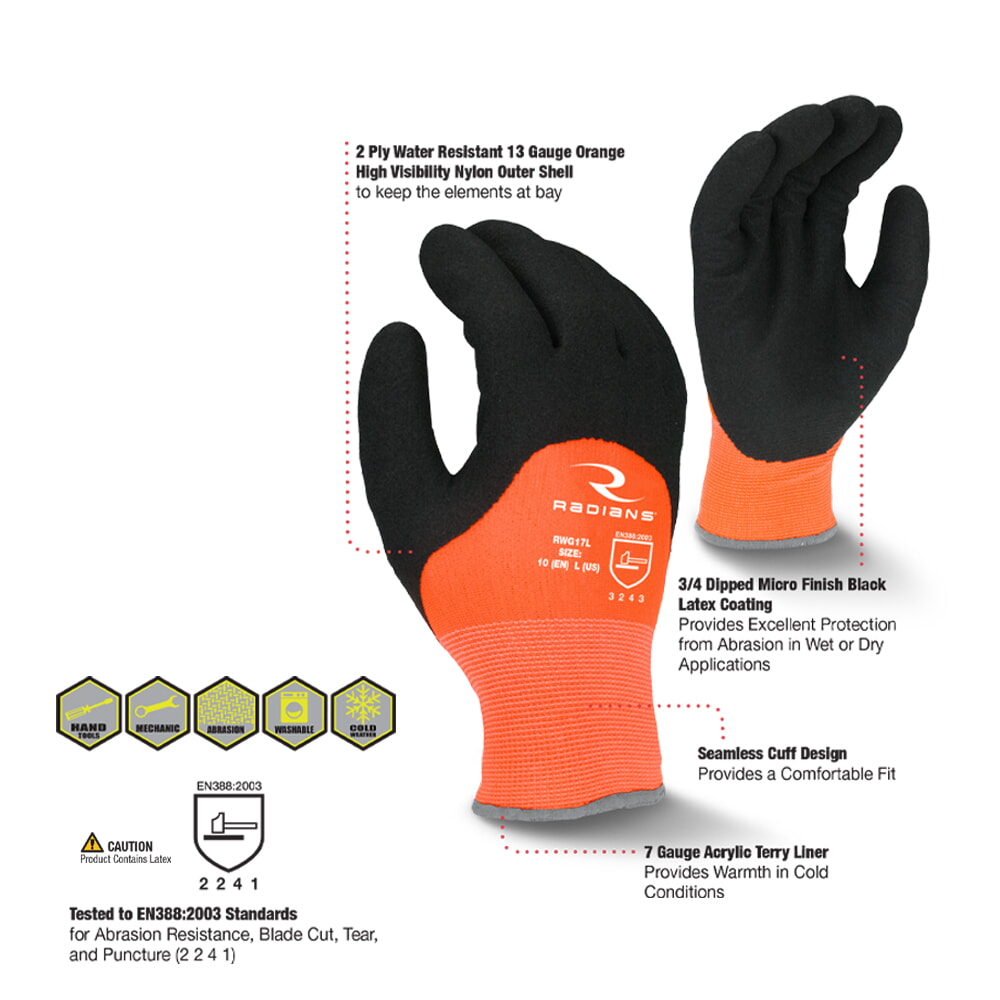 Radians RWG17 Latex Coated Cold Weather Glove 13-Gauge